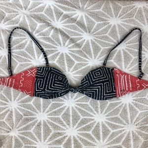 Roxy Aztec Bandeau Bikini Top (Persian Red/Black)